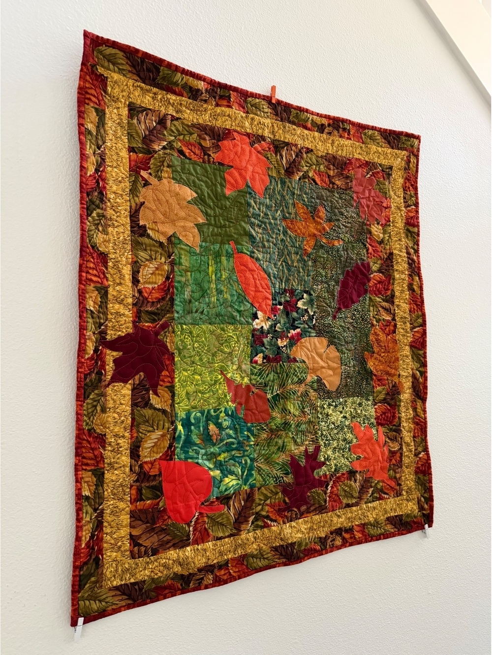 Gorgeous one of a kind fall quilted quilt tapestry wall hanging